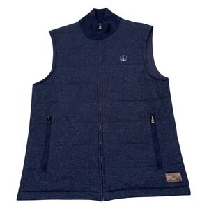 Polo Golf Ralph Lauren Vest Mens Large Blue Wool Quilted Full Zip Sleeveless